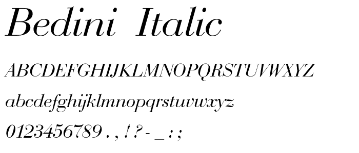 Bedini  Italic font